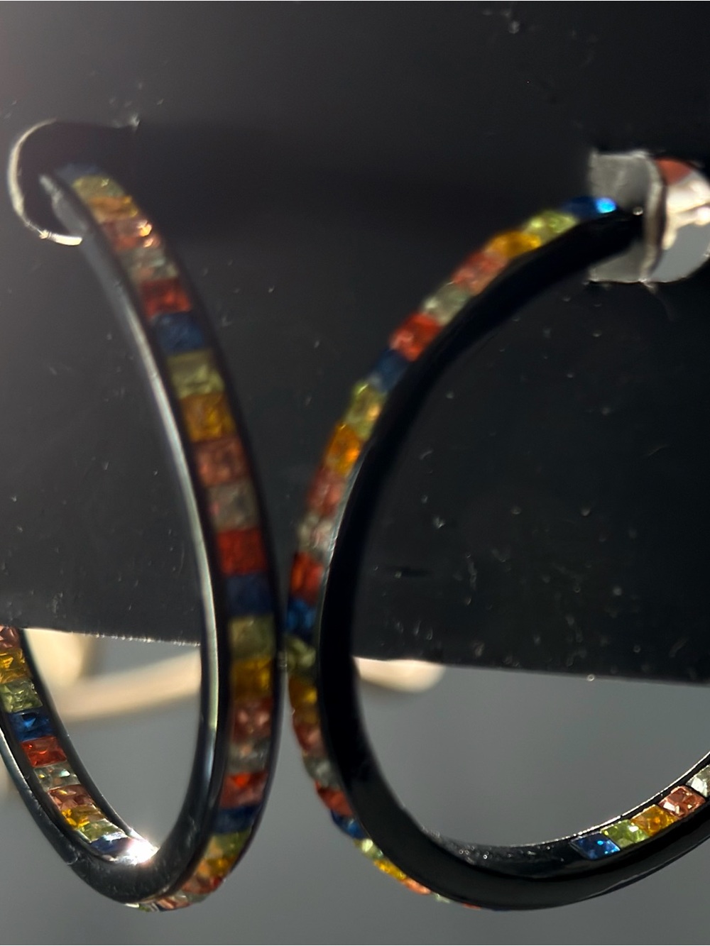 Multicolor Crystal Hoop Earrings - Women's Fashion Jewelry